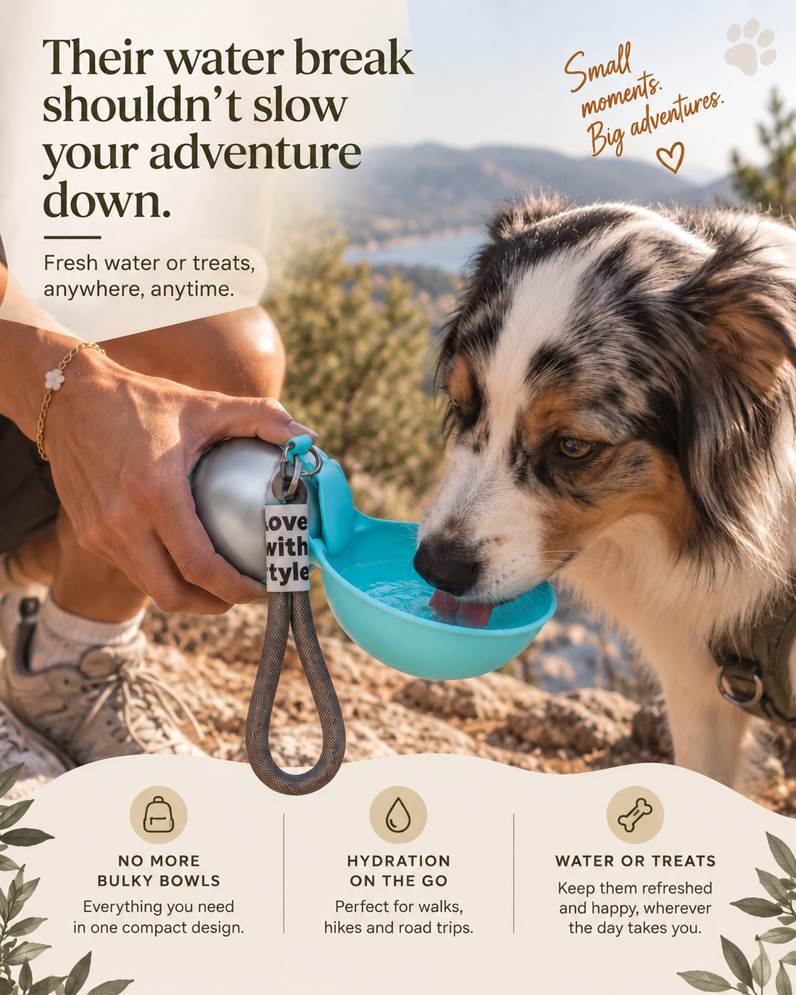 Wayloa Stainless Steel Dog Water Bottle