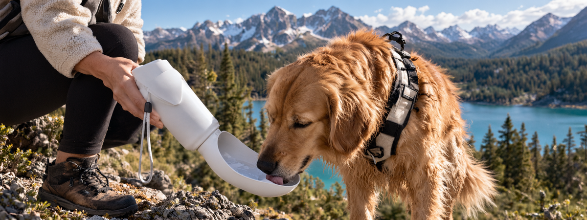 Dog outdoors ready for an adventure with Wayloa gear