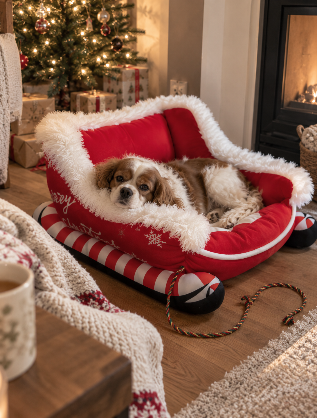 Wayloa Christmas Sleigh Dog Bed