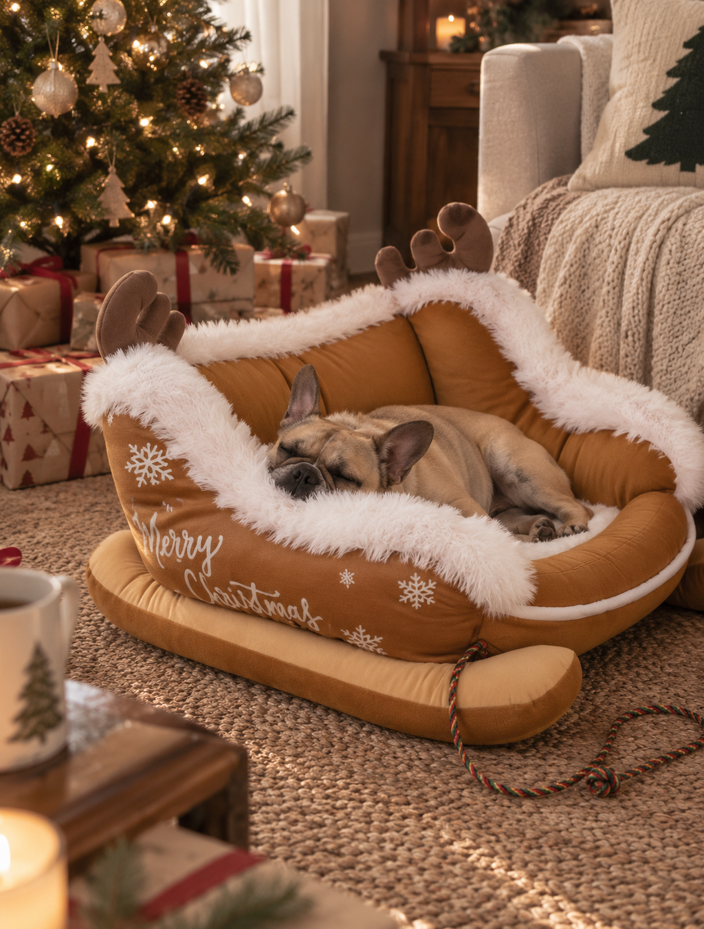 Wayloa Christmas Sleigh Dog Bed